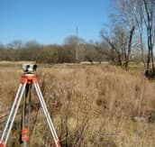 Survey level set up in a field